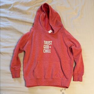 Kids Red Hoodie - Trust God + Chill